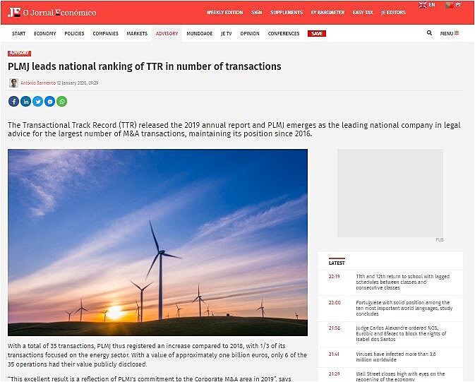 PLMJ leads national ranking of TTR in number of transactions